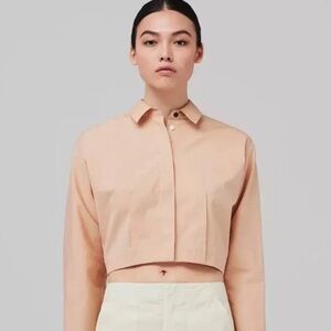 Morgan Cropped Cotton Poplin Shirt NWT Large